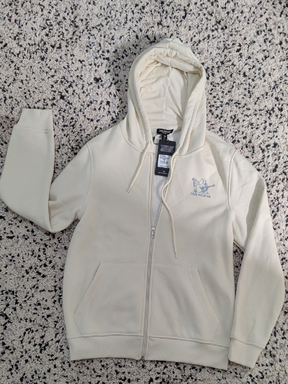 True‎ Religion Winter White Zip-Up Hooded Sweatshirt Jacket Size M
